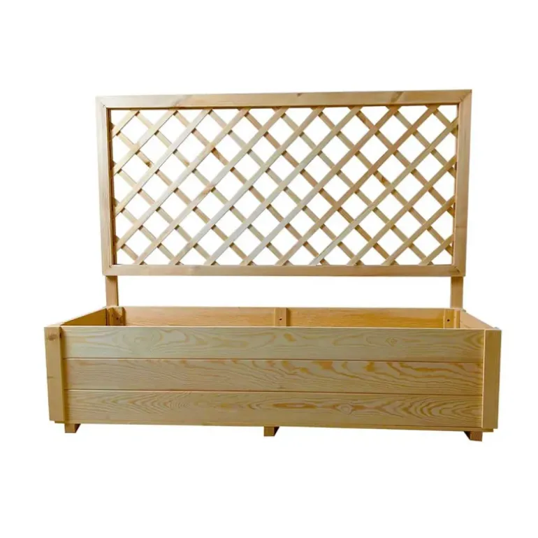 Carré potager rectangulaire en bois de sapin avec treillis 104 cm - 98x34x104 cm