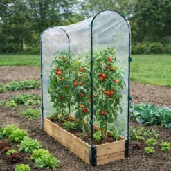 Carré potager tomate en bois de sapin avec housse PVC - 115x30x120cm