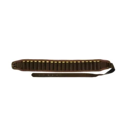 Cartouchière 20 balles cal 12-20 luxe croûte cuir buffle marron