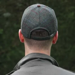 Casquette à carreaux réglable laine polyester kaki marron T58