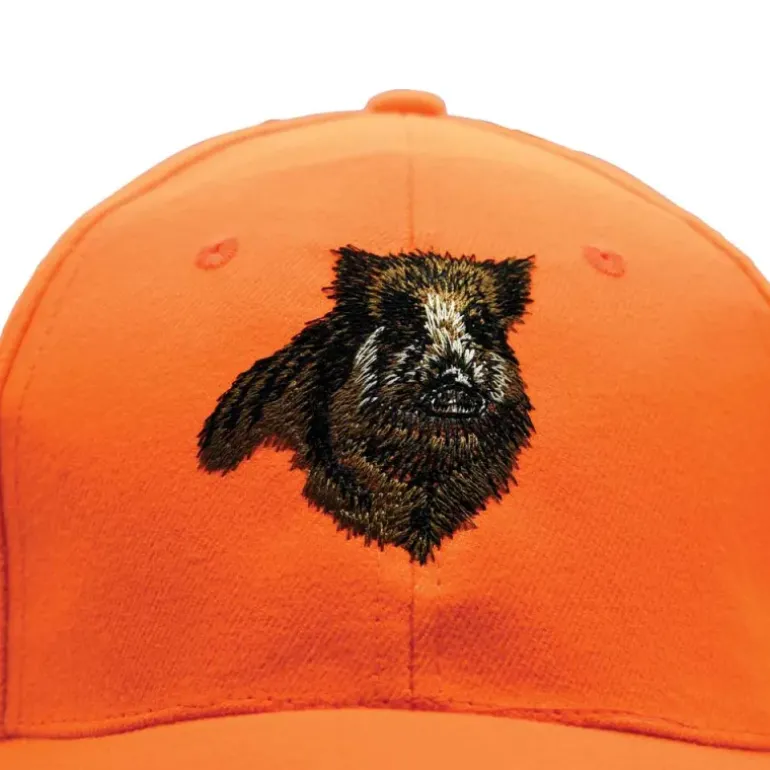 Casquette confort brodé sanglier tissu respirant orange