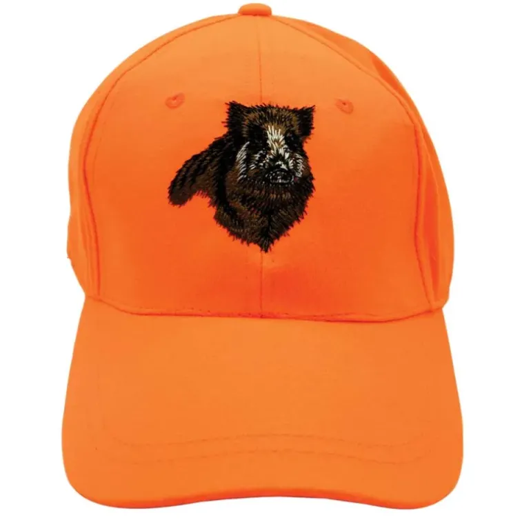 Casquette confort brodé sanglier tissu respirant orange