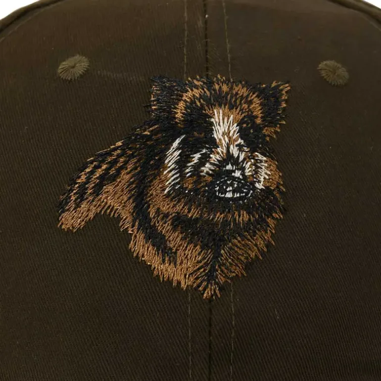 Casquette confort brodé sanglier tissu respirant marron