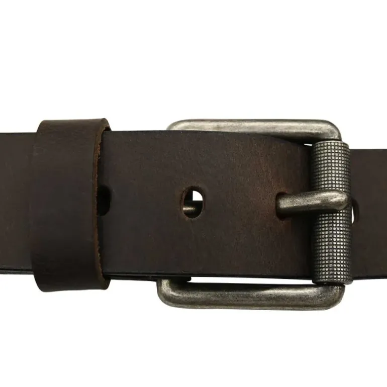 Ceinturon cuir Buffle Boucle Rouleau Marron 120 cm