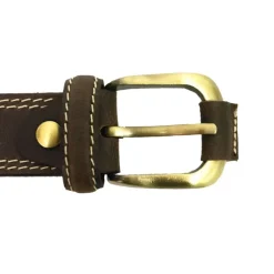 Ceinturon cuir marron avec surpiqûres
