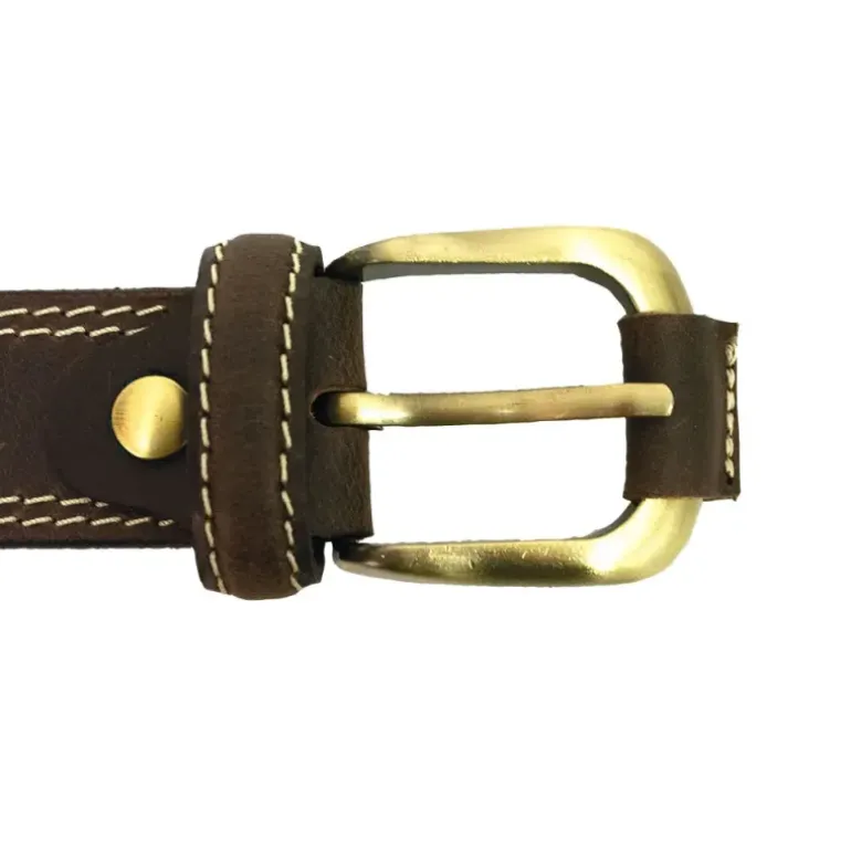 Ceinturon cuir marron avec surpiqûres