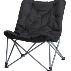 Chaise de camping pliable gris foncé avec coussin Oxford 600D