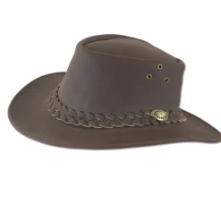Chapeau chasse souple imperméable cuir velour marron 57 à 60