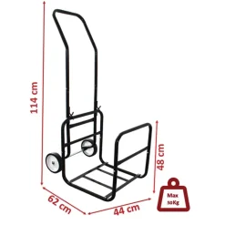 Chariot porte-bûches 2 en 1 amovible - Charge 50 kg - 114x62x44 cm