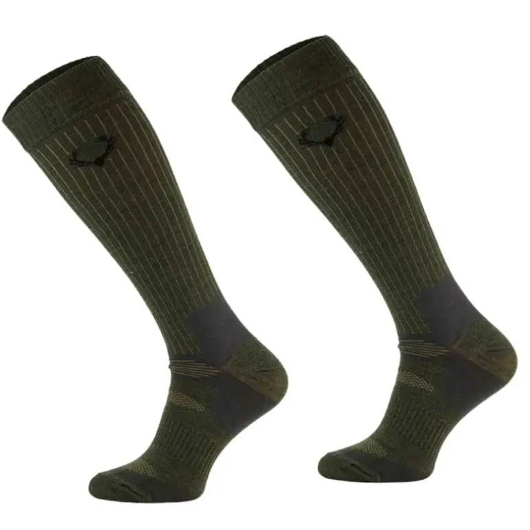 Chaussettes hautes cerf kaki laine mérino 40% - Mixte