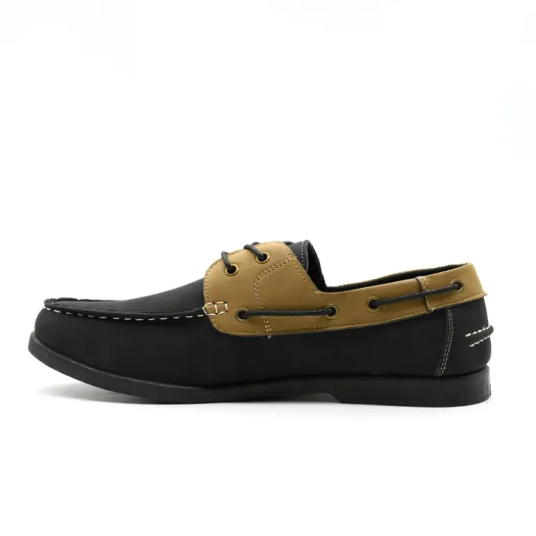 Chaussures bateau confort synthétique noir et beige 40 à 46