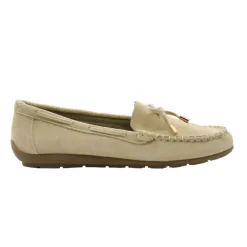 Chaussures bateau facile à enfiler femme cuir beige de 36 à 41