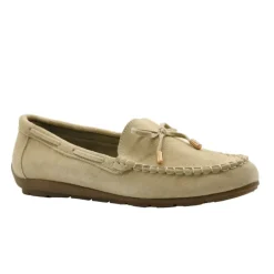Chaussures bateau facile à enfiler femme cuir beige de 36 à 41