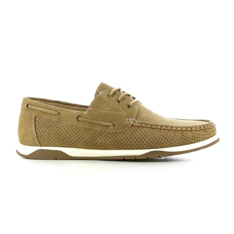 Chaussures bateau homme en synthétique camel - Tige basse