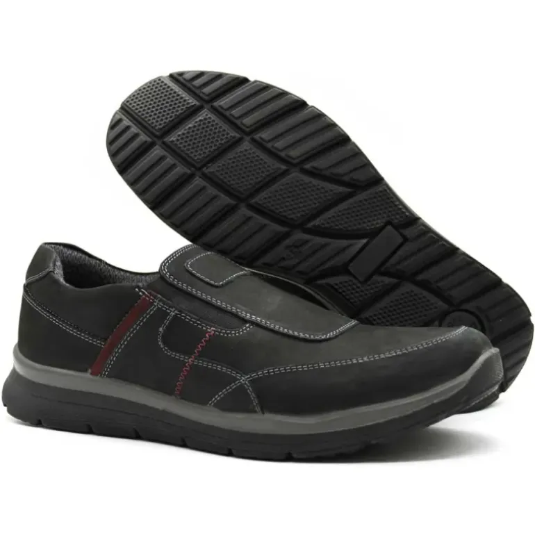 Chaussures sans lacets Drill noir cuir souple imperméable