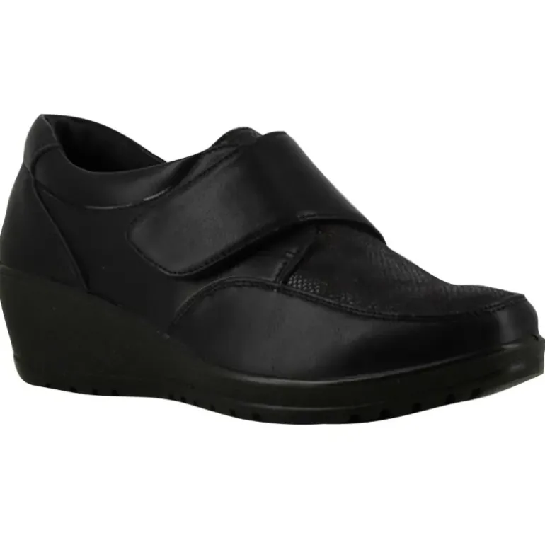 Chaussures scratch noir talon compensé PU - Fermeture pratique