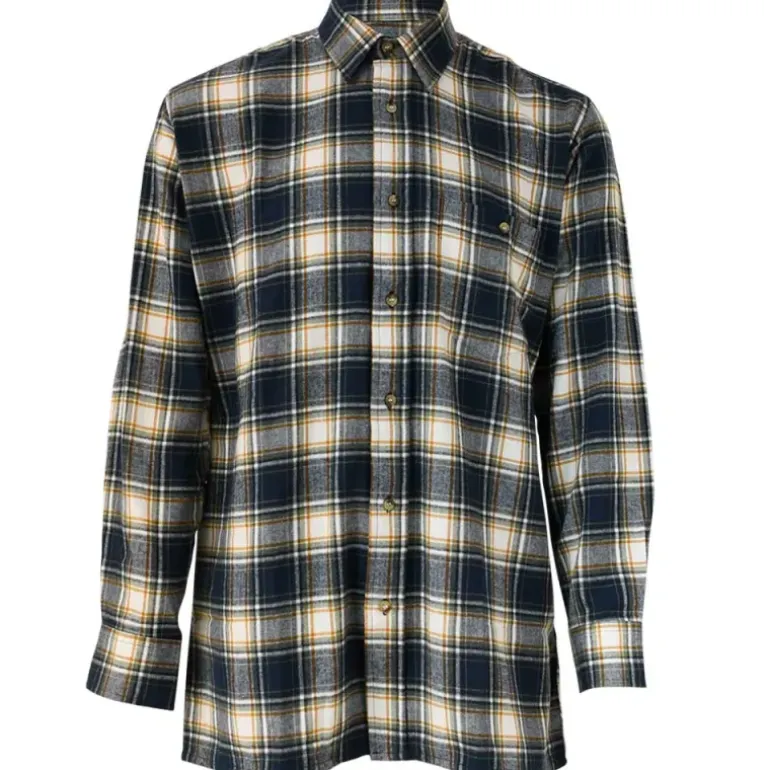Chemise à carreaux Dolty flanelle coton bleu beige S à 4XL