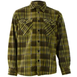 Chemise chaude à carreaux polyester peigné lourd verte