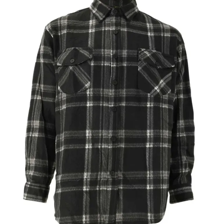 Chemise chaude homme à carreaux polyester grise M à 3XL