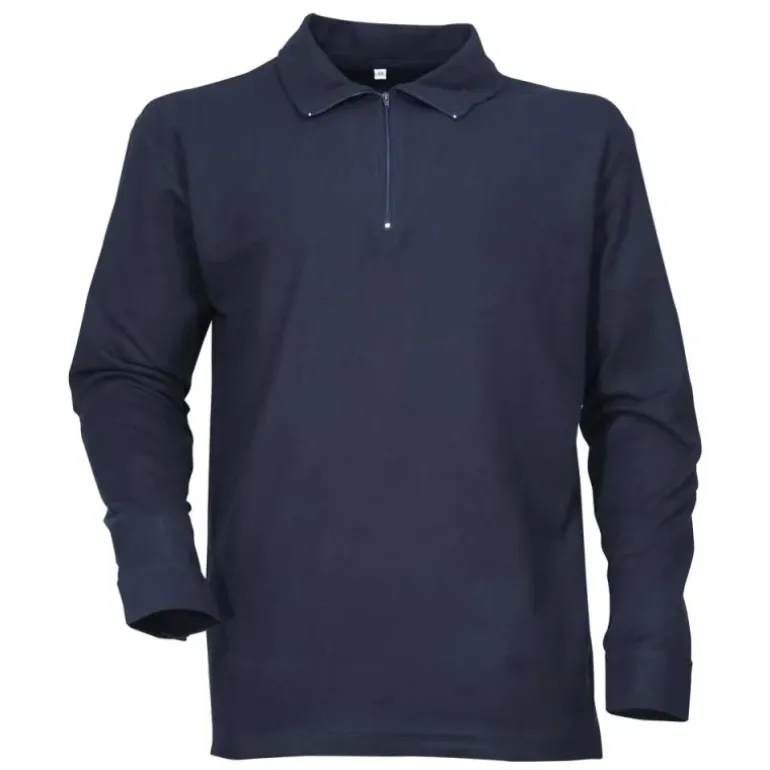 Chemise F1 coton marine 240g/m2 col zippé poignets boutonnés