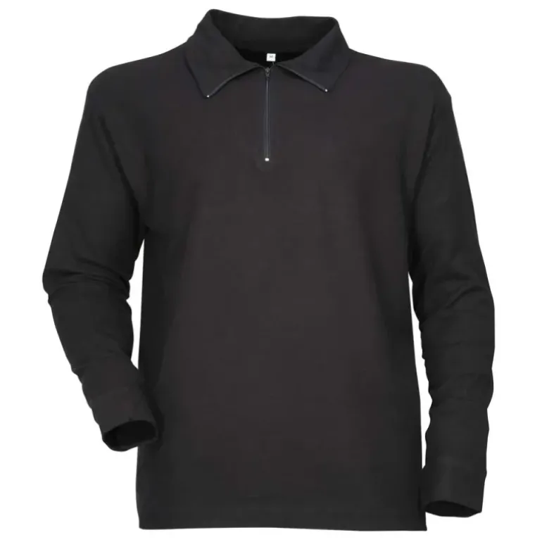 Chemise F1 coton noir 240g/m2 col zippé poignets boutonnés