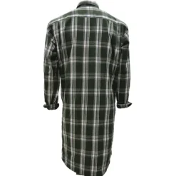 Chemise long pan à carreaux boutons coton flanelle vert M à 5XL