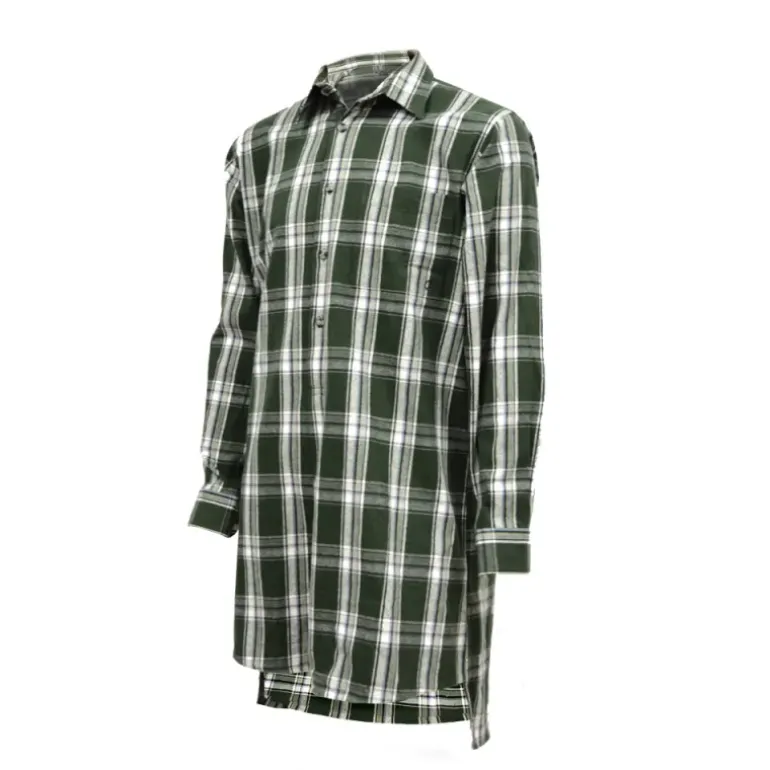 Chemise long pan à carreaux boutons coton flanelle vert M à 5XL