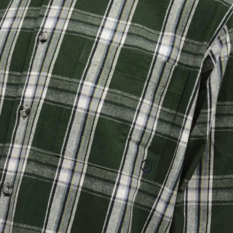 Chemise long pan à carreaux boutons coton flanelle vert M à 5XL