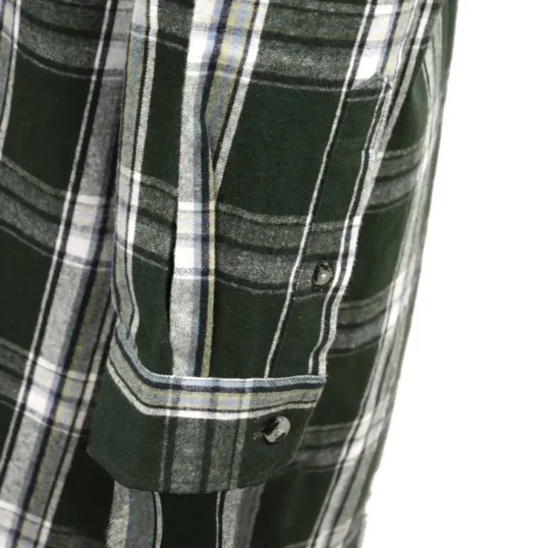 Chemise long pan à carreaux boutons coton flanelle vert M à 5XL