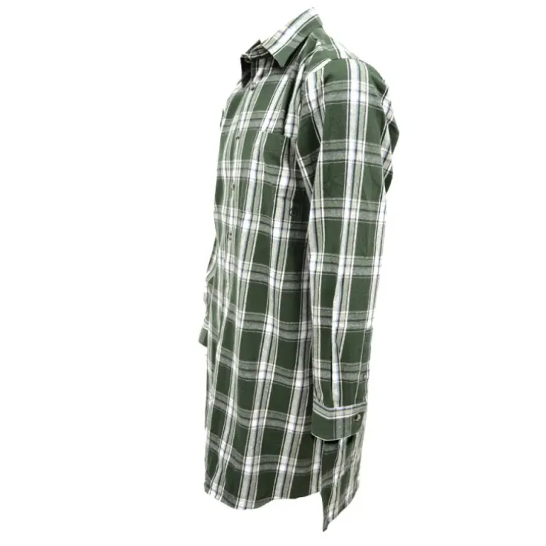 Chemise long pan à carreaux boutons coton flanelle vert M à 5XL