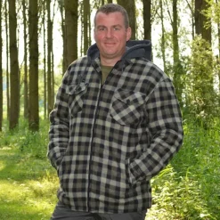 Chemise polaire à capuche 4 poches sherpa marron/rouge M à 3XL