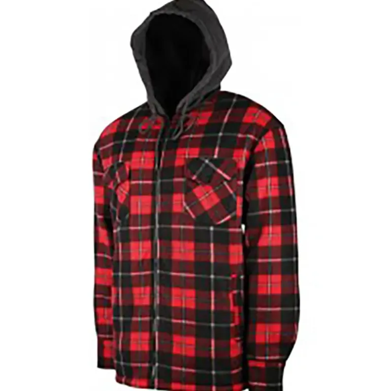 Chemise polaire à capuche 4 poches sherpa marron/rouge M à 3XL