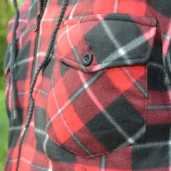 Chemise polaire à capuche 4 poches sherpa marron/rouge M à 3XL