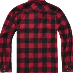 Chemise polaire homme Jeff Brandit® - Rouge et noire - Manches longues
