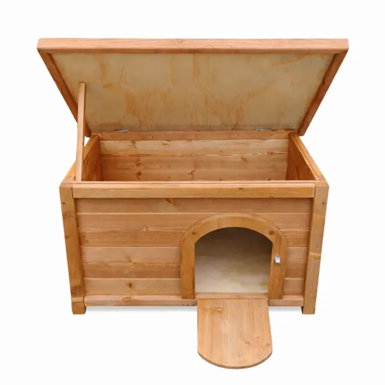 Clapier en bois d'épicéa pour lapin - 60x40x40 cm - Naturel