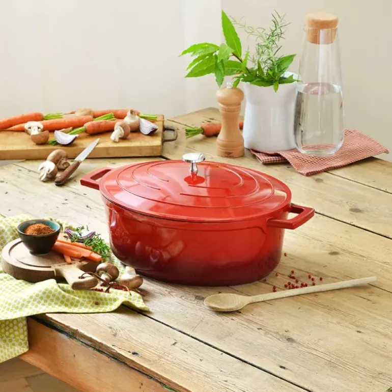 Cocotte en fonte aluminium ovale rouge 4 L