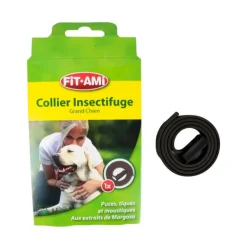 Collier insectifuge ajustable 50-75cm anti-parasites chien chat