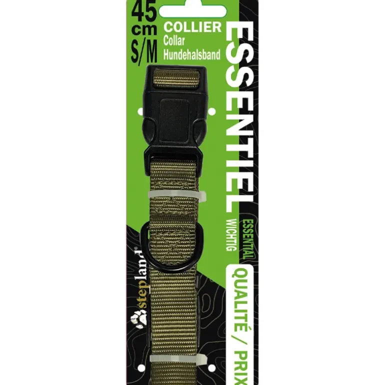 Collier polyester kaki réglable 45cm