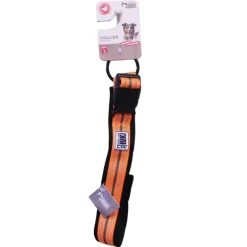 Collier réfléchissant orange néoprène nylon pour chien 45/60 cm