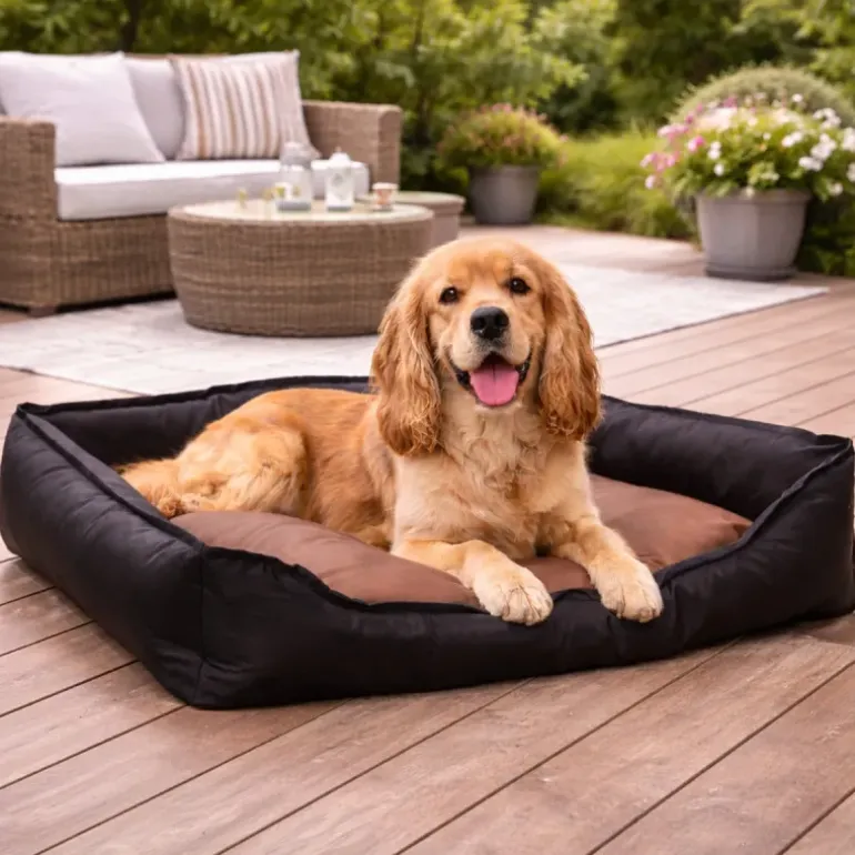 Coussin noir assise marron 300d 90x70x20cm