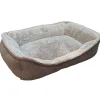 Coussin rectangulaire antidérapant pour chien - 70x55x16cm Marron & Beige