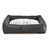 Coussin Sofa Fourrure Croco pour Chien - Noir et Blanc - Déhoussable 63x48x15 cm