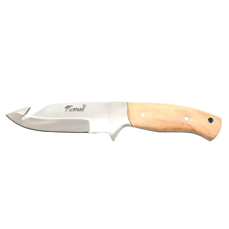 Couteau Aventurier à dépecer 24 cm avec étui cuir – teck