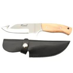Couteau Aventurier à dépecer 24 cm avec étui cuir – teck