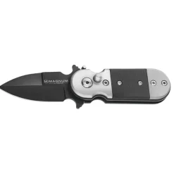 Couteau Black Lightning - Lame 440A 50mm - Manche G10/Acier Noir et Gris