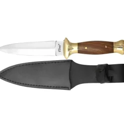 Couteau Boot 9" lame inox 11cm manche bois étui cuir L23cm