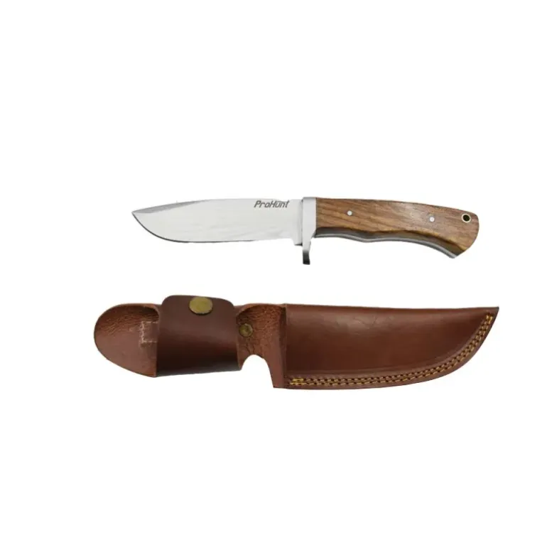 Couteau de chasse à lame fixe acier 420 12cm manche en bois