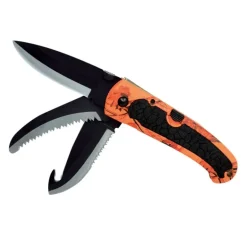 Couteau de chasse pliant Keos 3 Lames 9cm manche camo blaze black