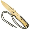 Couteau lame acier doré manche acier inox 12cm avec paracorde