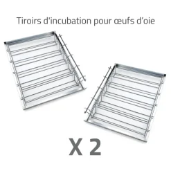 Couveuse + 1 Tiroir caille à poule + 2 Tiroirs oeufs oie - paon -dinde + 1 Panier d'éclosion